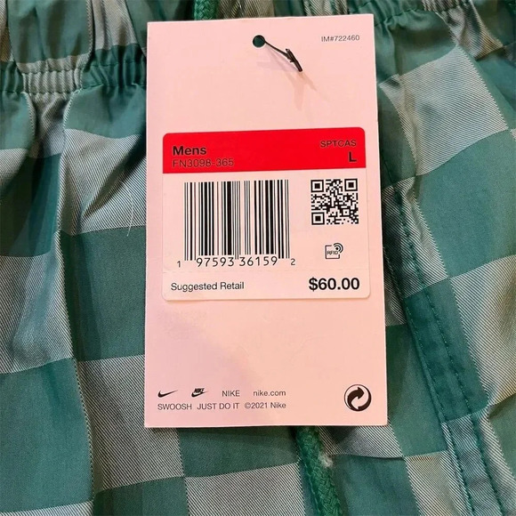 Nike Men's Green Checkered Swim Trunks Size L Casual - Picture 2 of 6